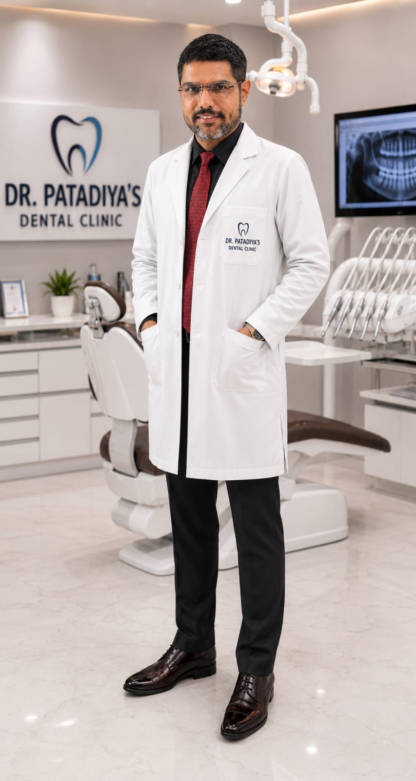 Dr. M. M. Patadiya in professional white coat